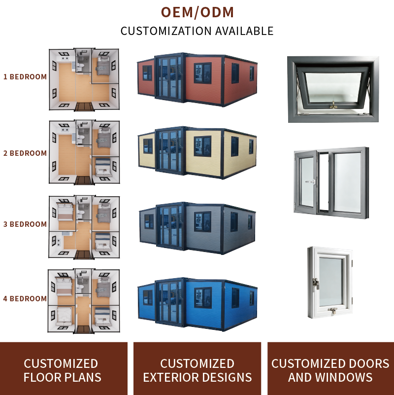 Granny Flat 40Ft 20Ft Luxury Mobile Villa 2 3 4 5 Bedroom Prefabricated Portable Tiny Home Foldable Expandable Container House