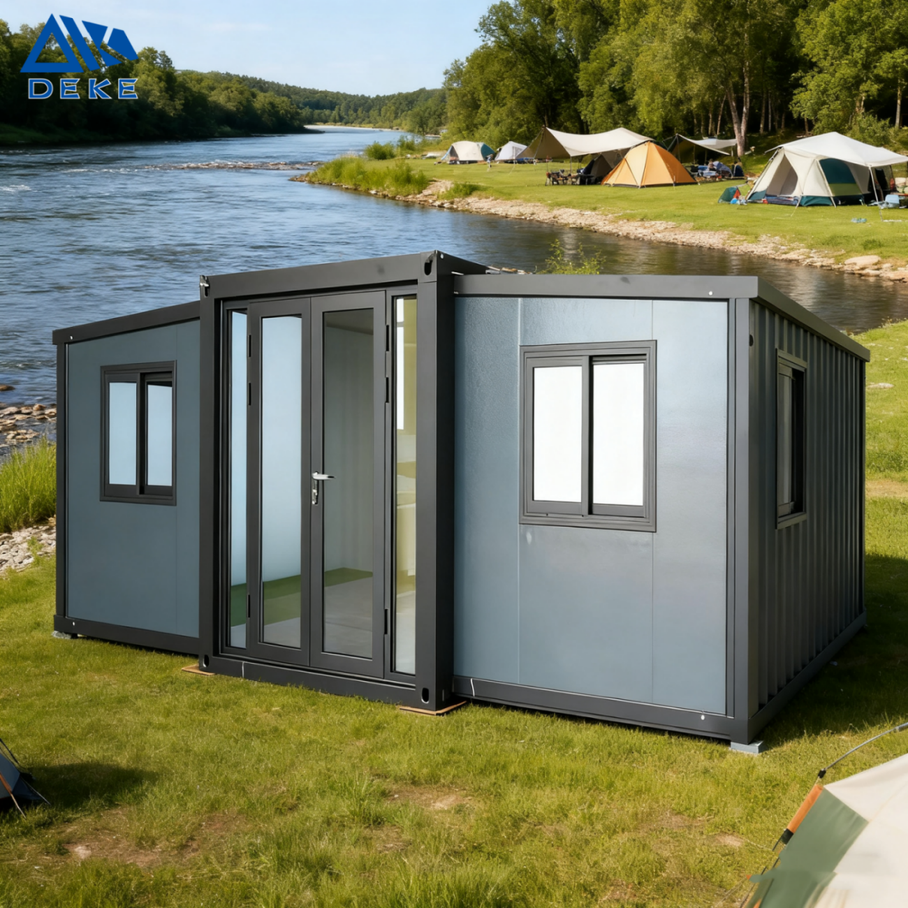 OEM 40FT Expandable Container Home Double Wing Prefabricated Movable House 3 Bedroom Steel Prefab Foldable House