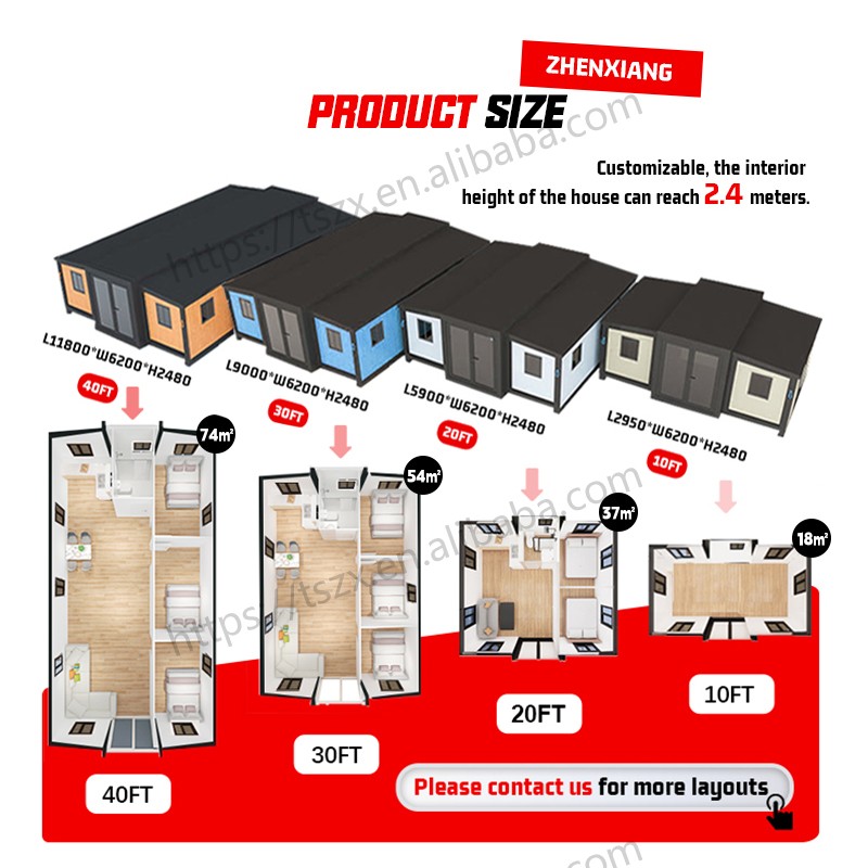 High Quality Folding Modular House 2 3 4 Bedrooms Casas Prefabricadas Contenedor 20ft 40ft Expandable Container House