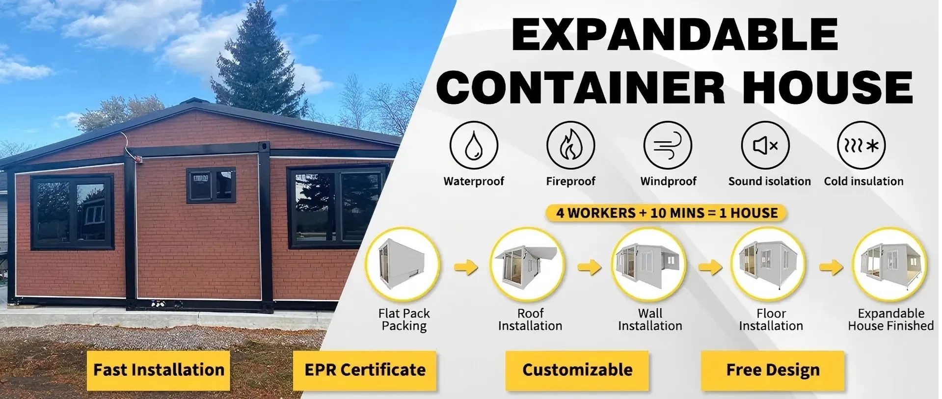 Expandable Prefabricated Container House Bathroom Villa Prefab Luxury Movable House Portable Prefabricated Home