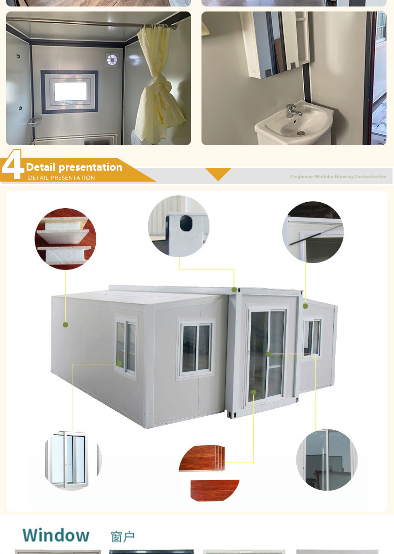 Prefabricated Container House Expandable Tiny Home Portable Foldable 20ft 40ft Mobile Modular Modern Breathable Living Room