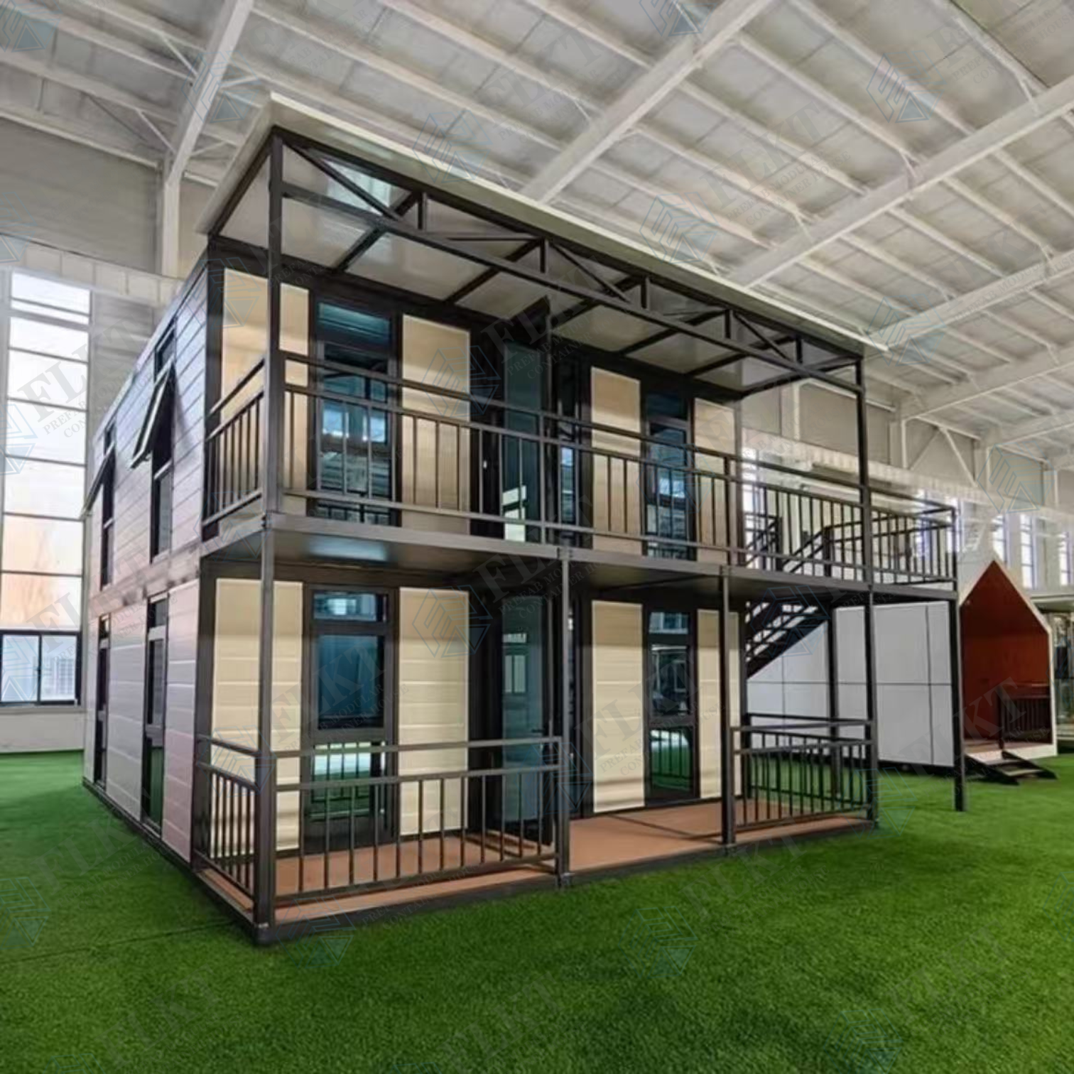 FLKT Fast Install Double Layer Double Wing Expandable Prefab House Portable 2 Storey Container Home Luxury Prefabricated Villa
