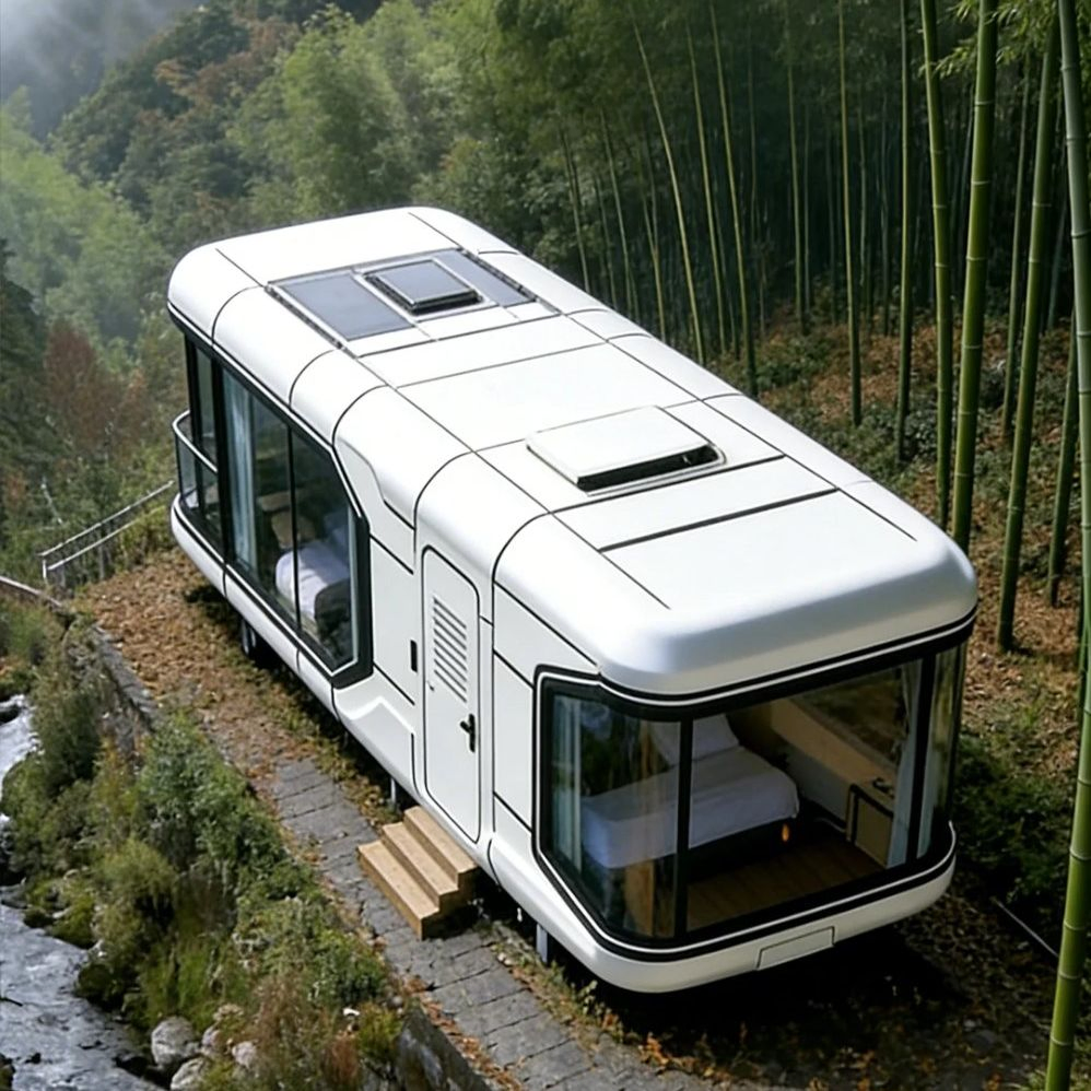 High Quality Expandable Prefab Space Capsule Mobile House with Panoramic Windows for Glamping