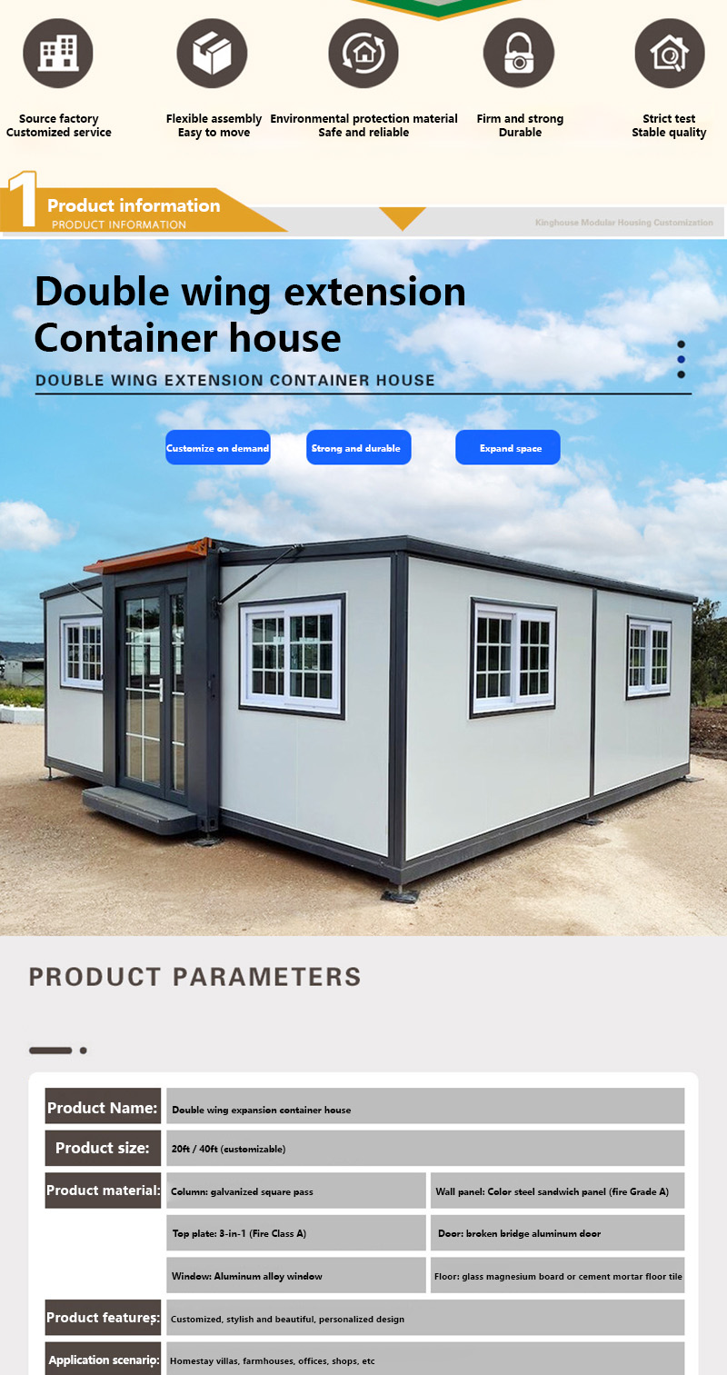 Prefabricated Container House Expandable Tiny Home Portable Foldable 20ft 40ft Mobile Modular Modern Breathable Living Room