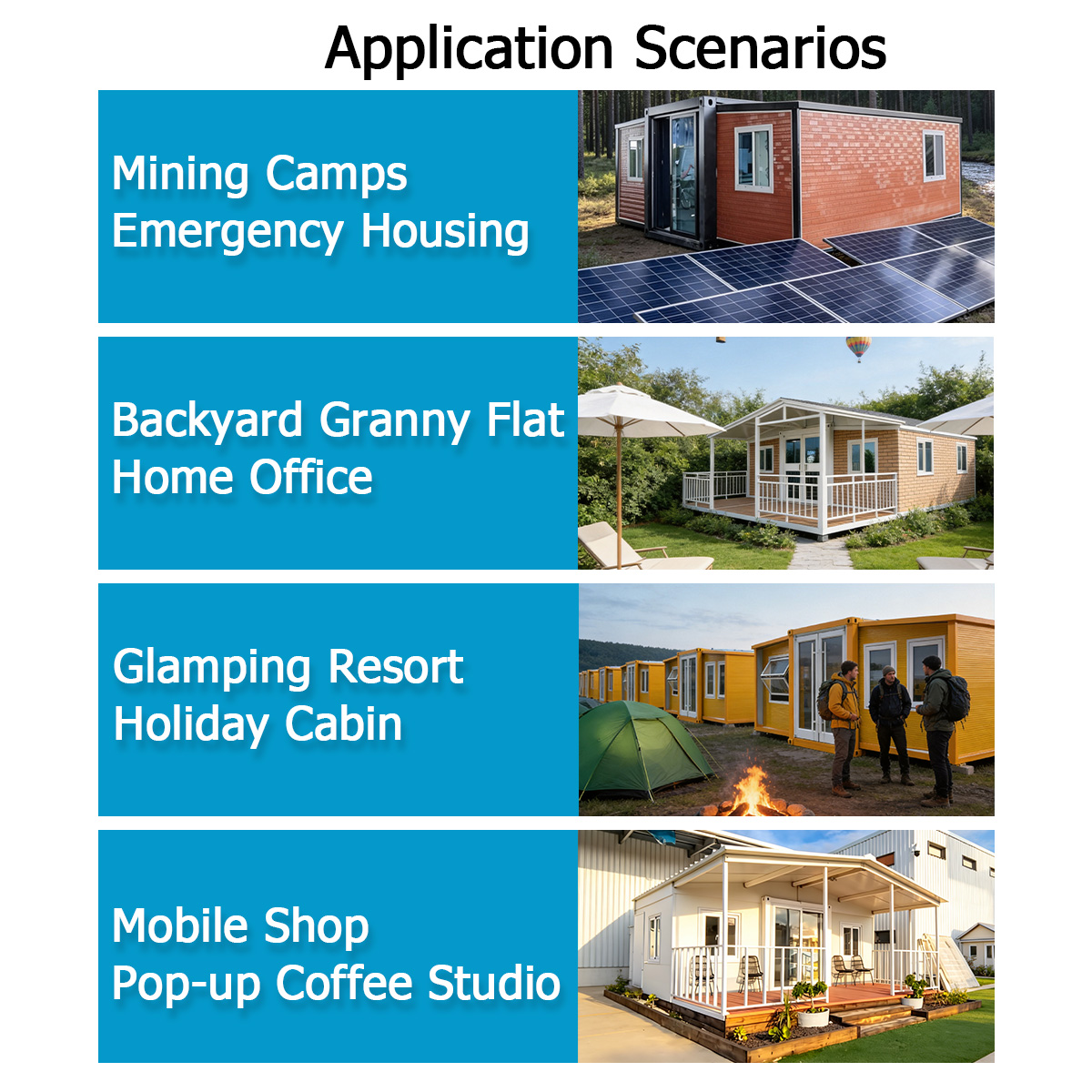 TS 20FT 40Ft Portable Off-Grid Prefab Houses Modular Steel Tiny Expandable Homes for Hotels and Villas