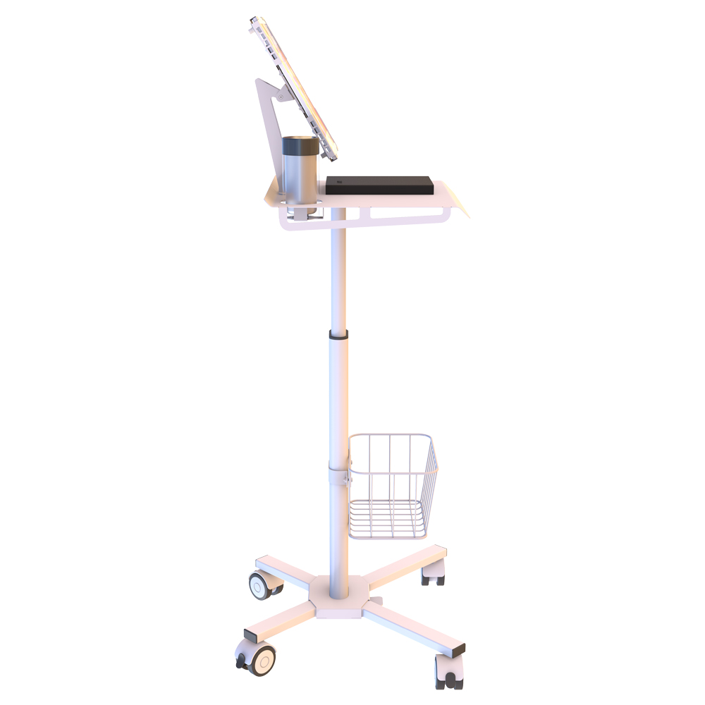 Medical Mobile Gas Spring Workstation Cart Height Adjustment Medical Emergency Trolley For Sale Hospital Tablet Laptop Stand