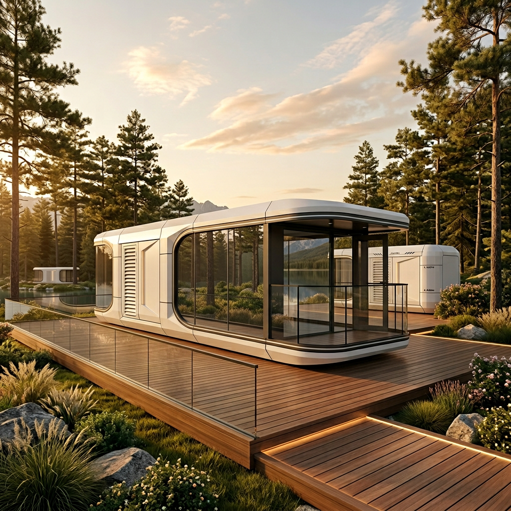 Luxury Space Capsule House Prefabricated Mobile Hotel Pod With Smart Home System Modular Glamping Cabin For Resort Investment