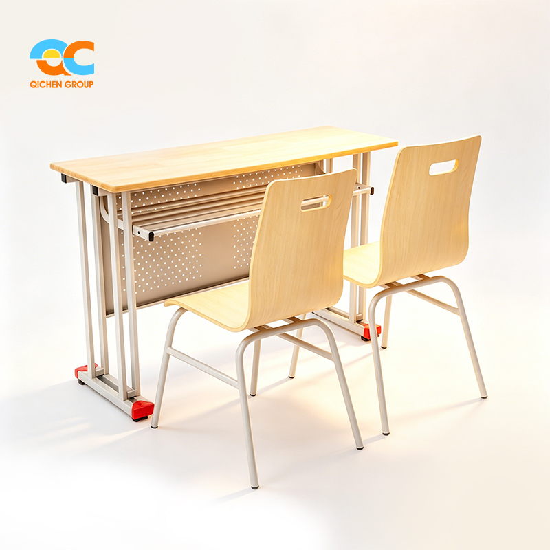 Factory Direct Manufacturer Mobile Space Saving Foldable Ergonomic Double School Desk and Chair Set for Classroom