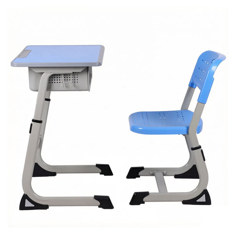 Durable Eco-friendly Metal Frame C-Type Student Desk And Chair Single School Desk Set For Classroom Learning