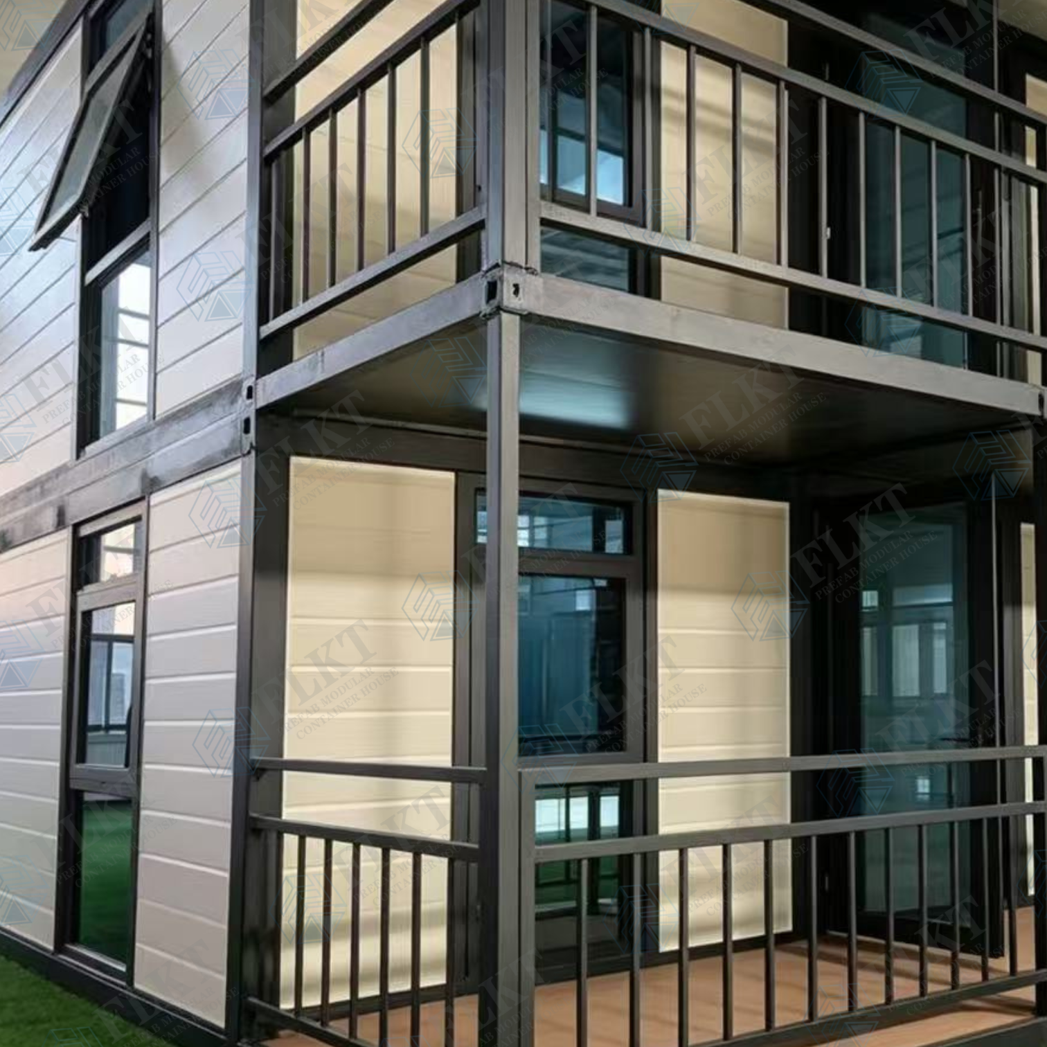FLKT Fast Install Double Layer Double Wing Expandable Prefab House Portable 2 Storey Container Home Luxury Prefabricated Villa