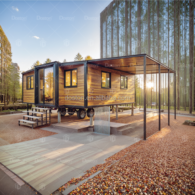 40ft High Cube Container House Expandable Prefab Modular Office Mobile Wheels for School Living Room Bedroom for Construction