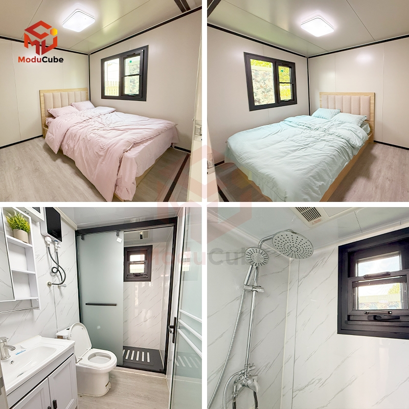Moducube Ready-Made Glass Curtain 20FT Expandable Container House Modular Home Villas with Toilet for Office Use
