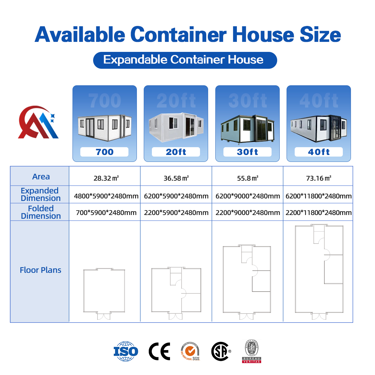 Premium Custom 30ft Portable ISO Expandable Container House Mobile Modular Foldable Tiny Home 4 Bedroom Expandable Home 20ft