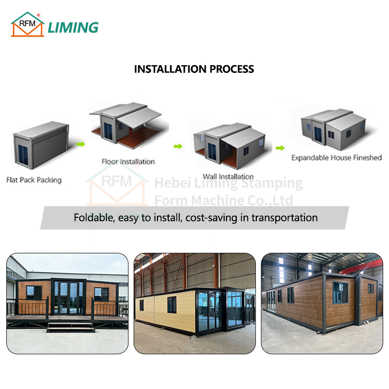 Expandable Double Wing Folding House Steel Frame Prefab Living House Waterproof Insulated Temporary Dormitory Office Cabin