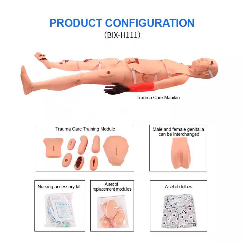 Full Function Trauma Simulator Nursing Manikin Clinical Care Training Model With Wound Assessment Resources For Emergency Center