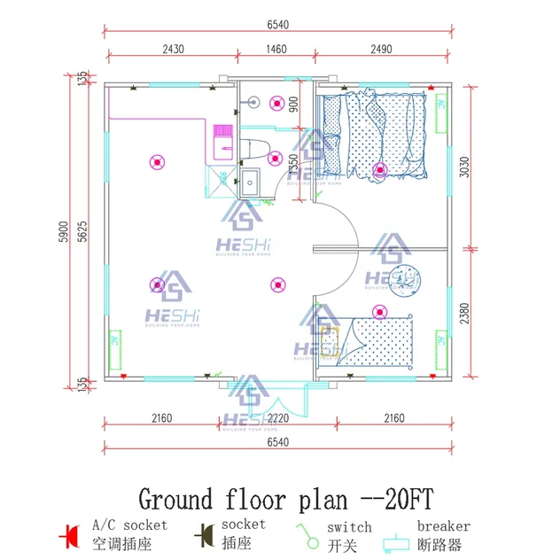 Cheap Prefabricated 40FT 20FT Folding Modular Home 5 Bedroom Prefab Building Expandable Container House