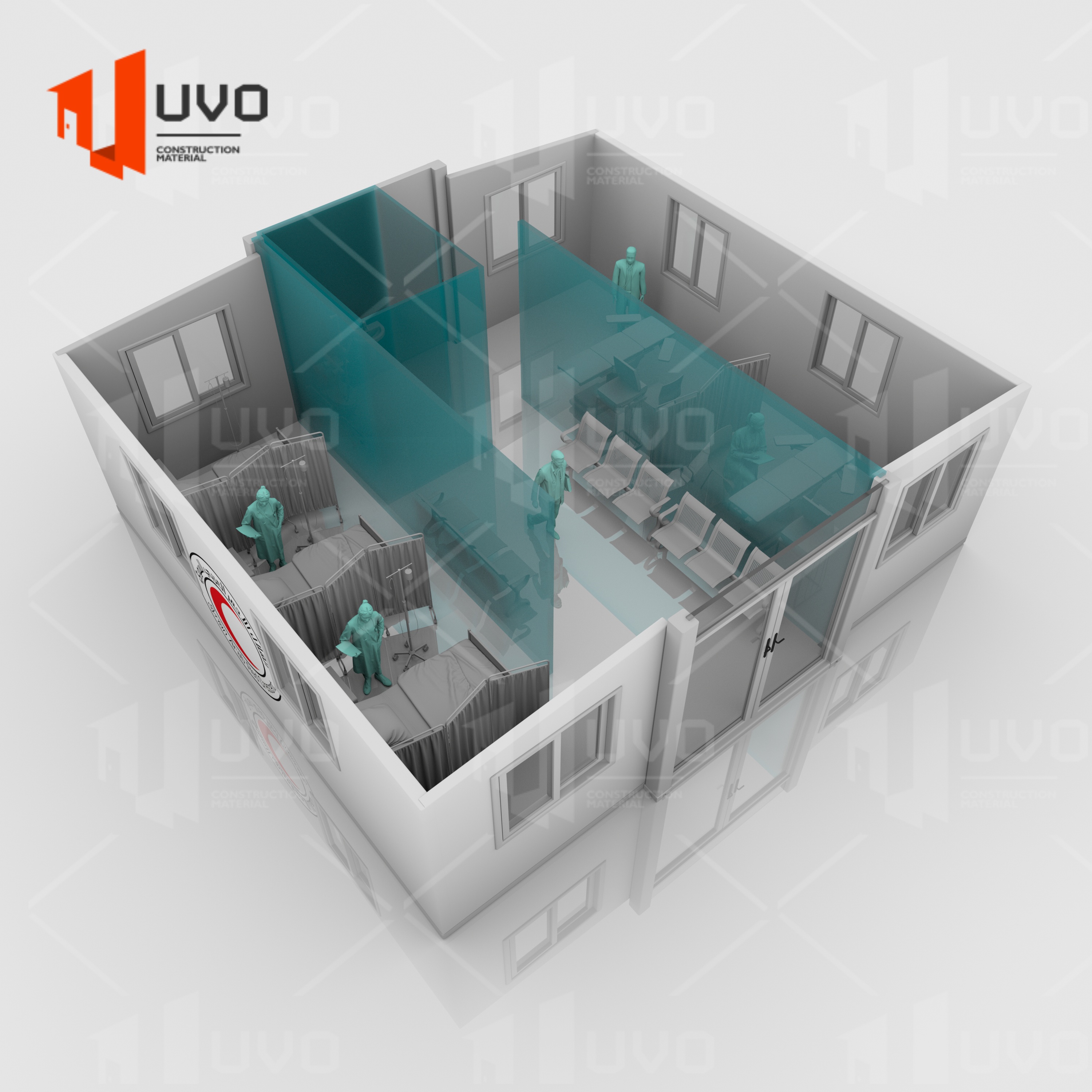 20ft Expandable Steel Container Hospital Prefabricated Modular Medical Clinic Portable Emergency Isolation Hurricane Proof