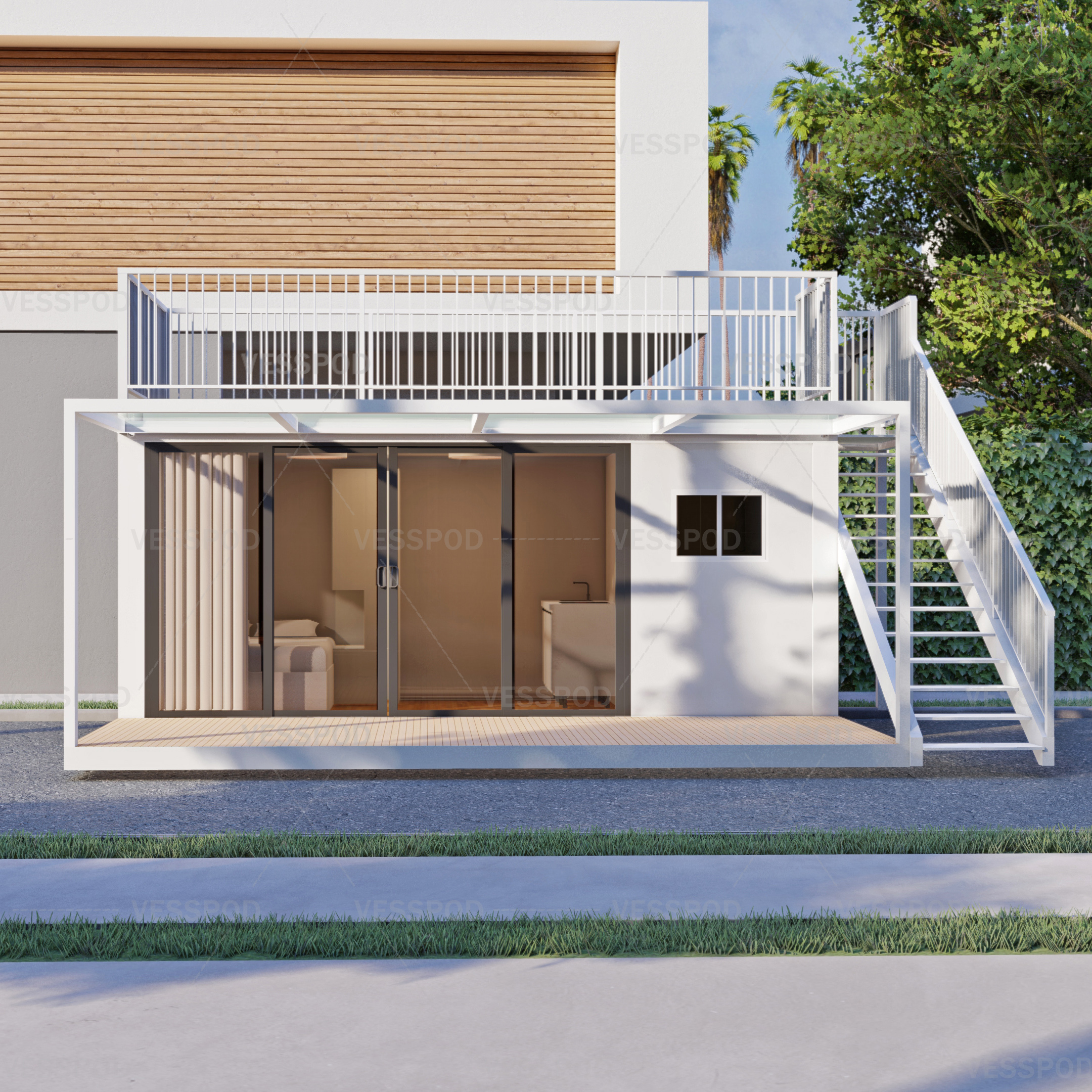 2-Story Fast-Assembled Steel Prefabricated Office Container House Expandable and Made of Sandwich Panel for Villa Building