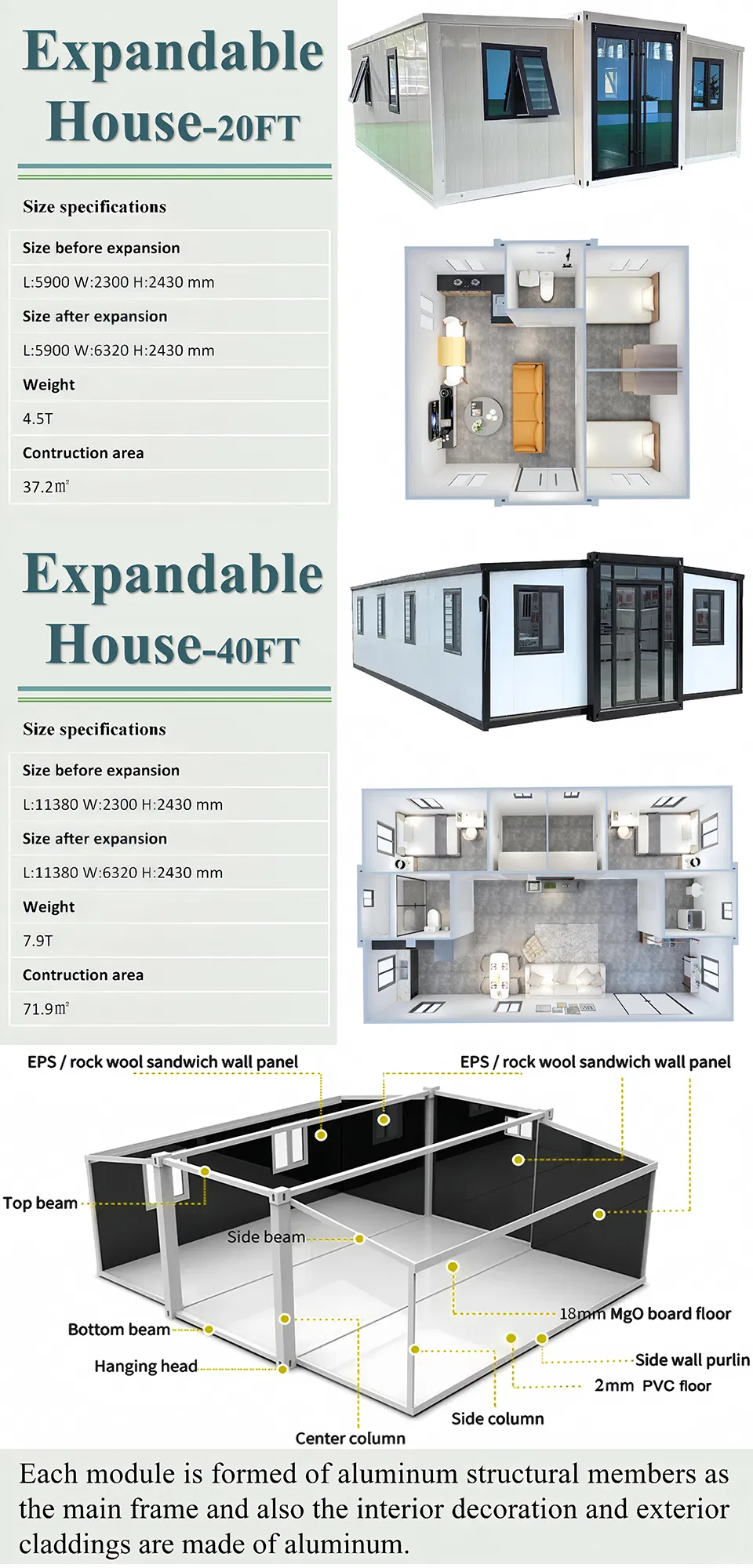 Portable Expandable Camp Housing with Toilet, Shower and Kitchenette