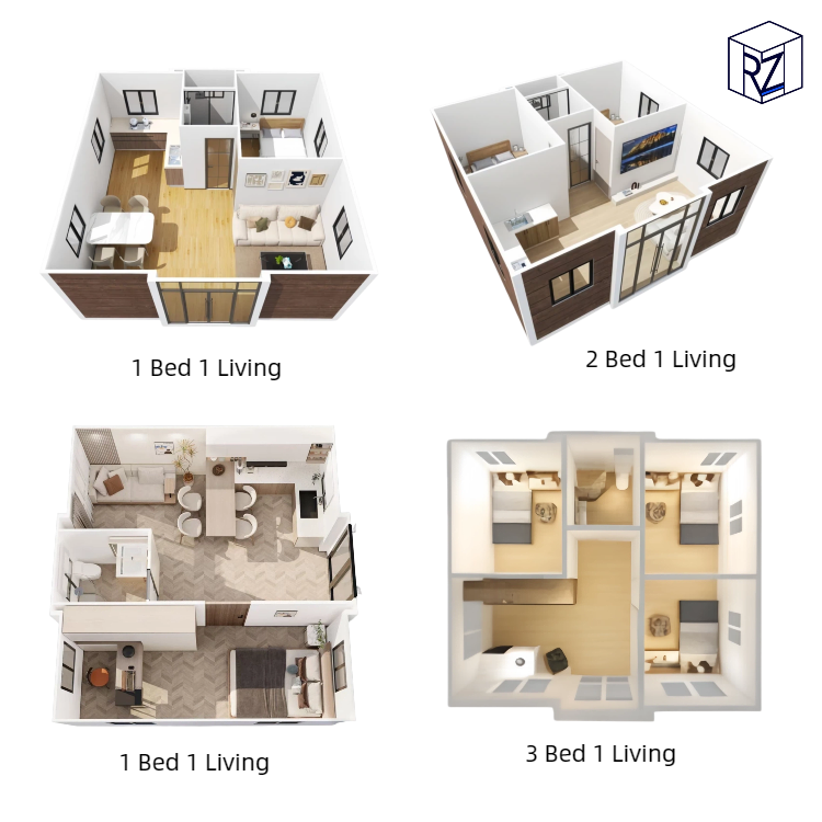 Smart Expandable Modular Steel Container House 20ft Prefabricated House Waterproof for Office Building &amp; Villa Ray-Zen