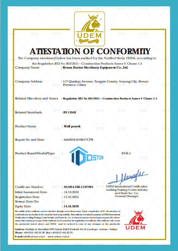 EN13501 Certificate