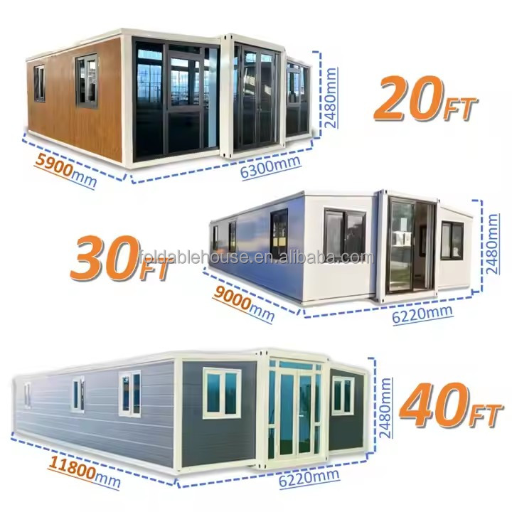 Modern Living Room 2 Bedroom Hotel Office Expansion Foldable Portable Mobile Home Prefabricated Expandable Container House