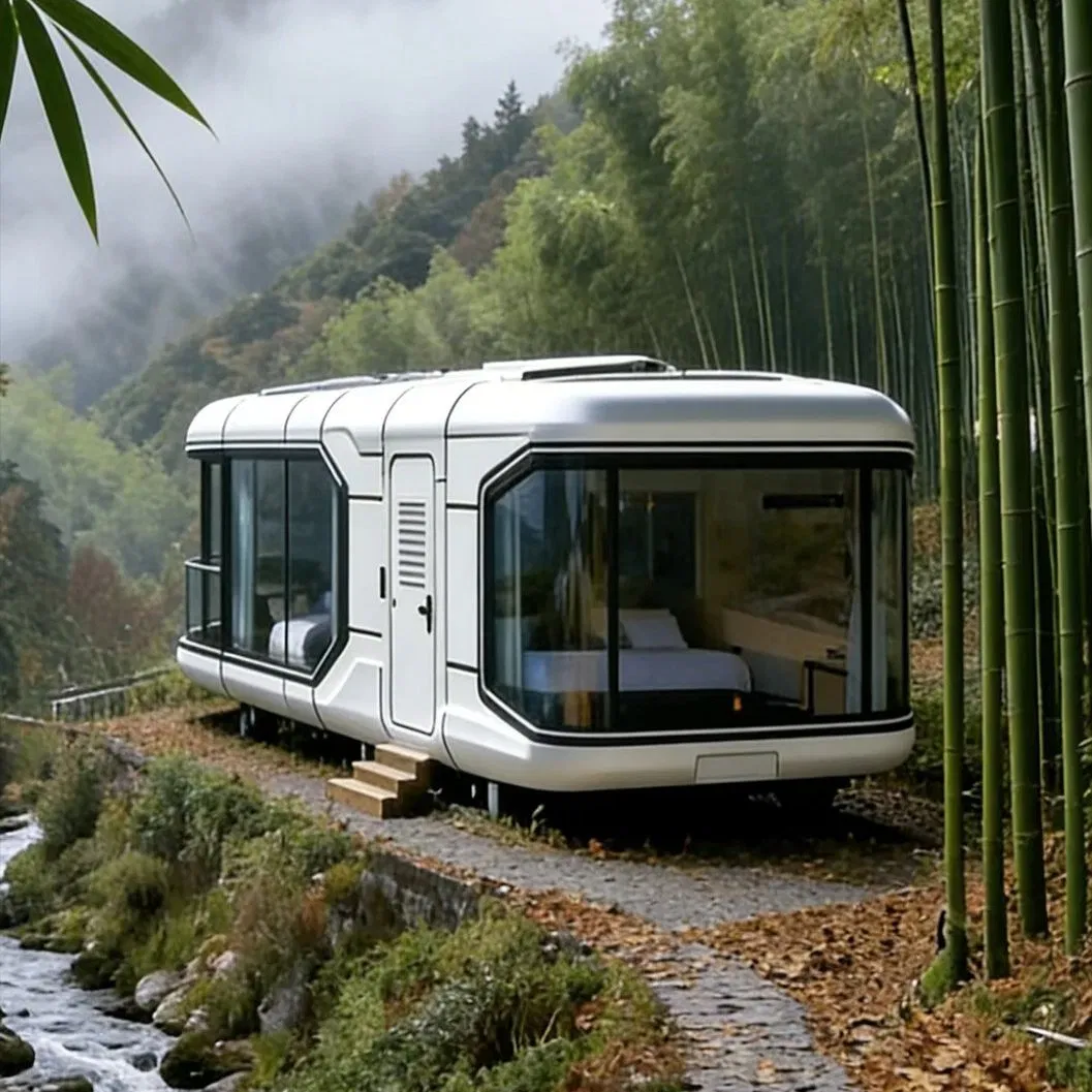 High Quality Expandable Prefab Space Capsule Mobile House with Panoramic Windows for Glamping