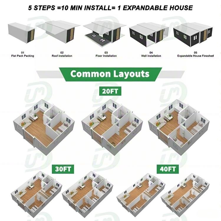Luxury Modular 2 Bedroom Homes Modular Portable Prefab Cabin Expandable Prefabricated House