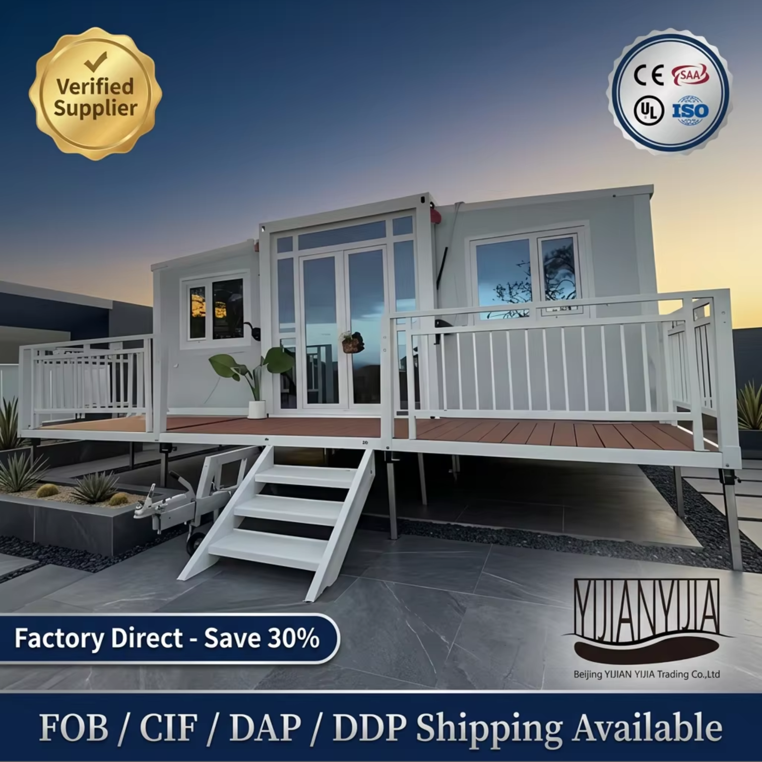 20ft Expandable Container House-Eco-Friendly Durable Prefabricated Cabin for Office Building/Warehouse/Courtyard Use Fast