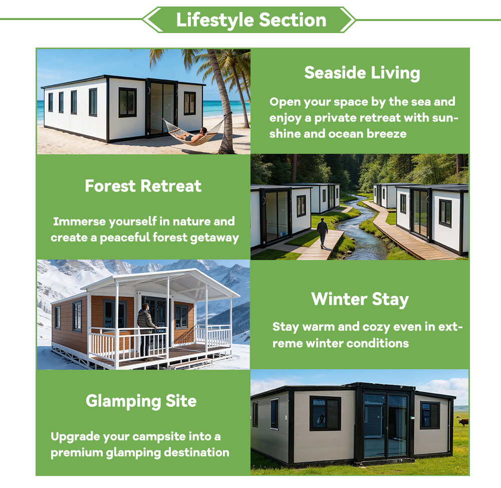 Luxury Prefabricated House Movable Expandable Wing-Type 2 Bedroom Prefab House Application Steel House Prefabricated Container