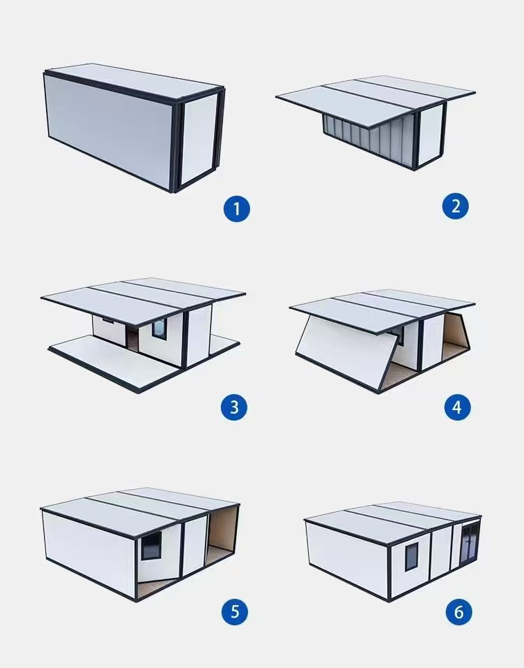 Modern Steel Extendable Expansion House Fully Equipped with Living Room Wooden Material for Office Building Application