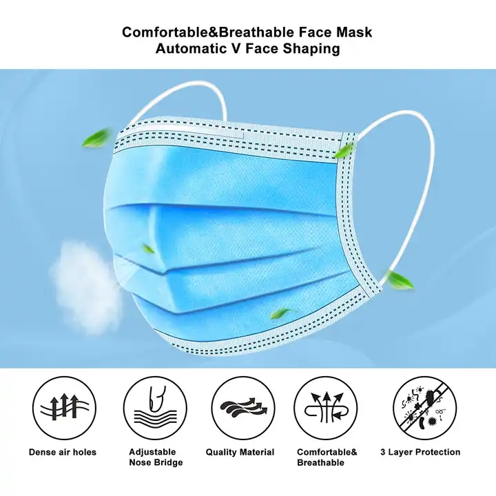 Mascarilla protectora desechable de tres capas de tela no tejida con filtro