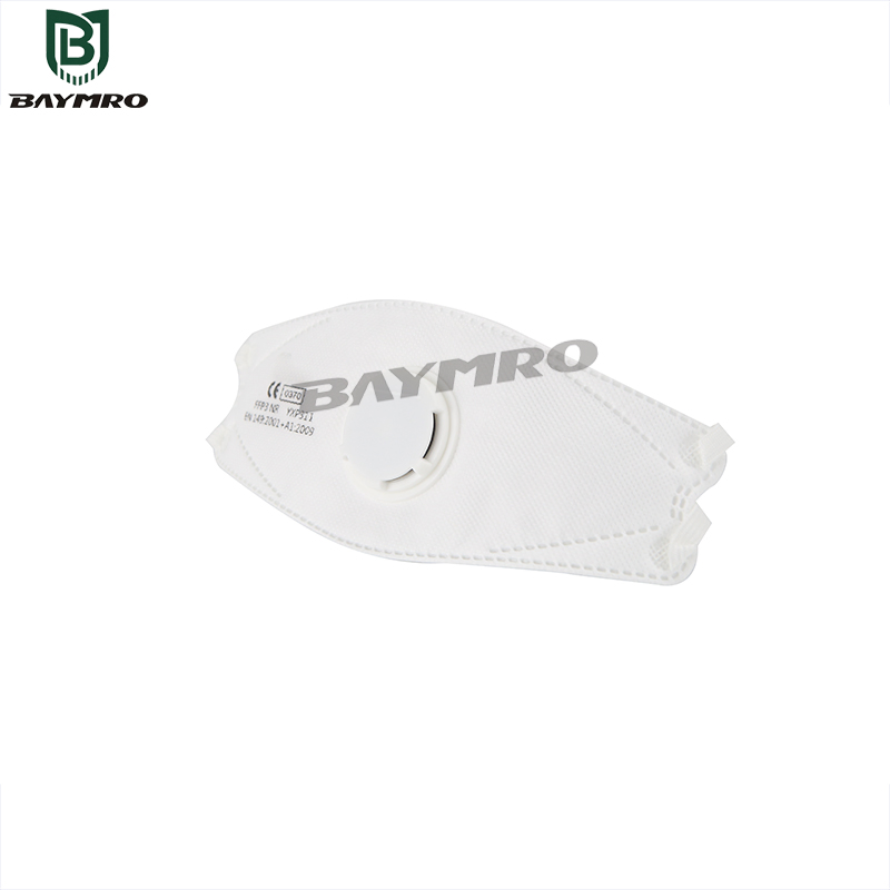 Mascarilla desechable en forma de boca de pez de cuatro capas, a prueba de polvo, no tejida, con válvula de seguridad protectora según AS/NZS 1716
