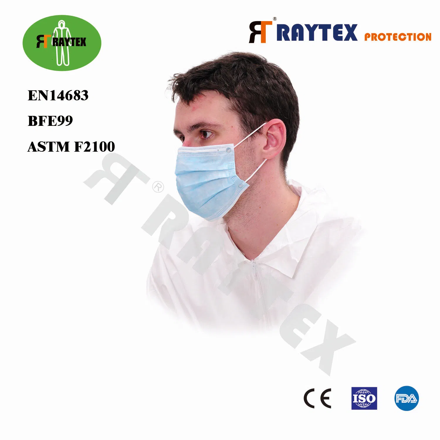 Protección Personal En14683 Bfe99 Mascarilla Facial de PP de 3 Capas con Gomas para las Orejas 3