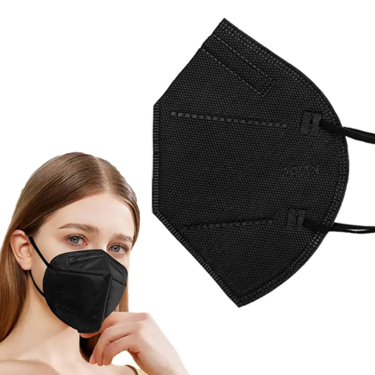 Mascarilla desechable negra al por mayor 5 capas respirador para protección personal