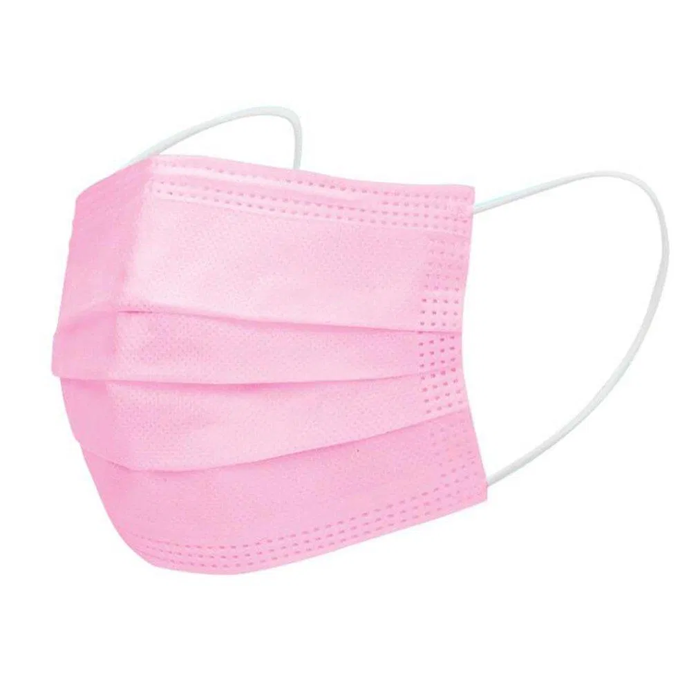 Mascarilla desechable rosa mejor vendida 3 capas con orejeras, mascarilla protectora no tejida para adultos, ideal para salas limpias y salones de belleza