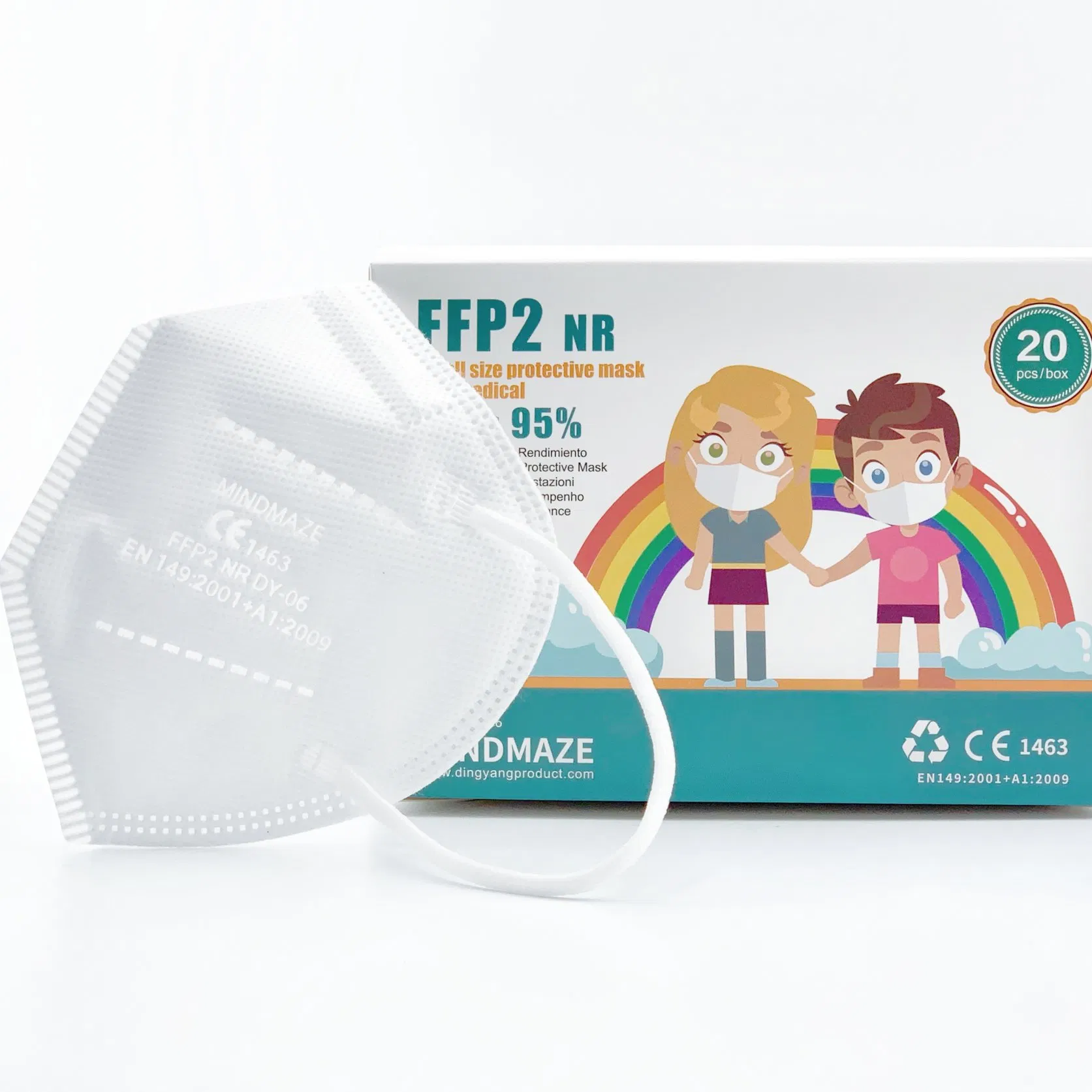 Niño Antiviral FFP2 Respirador Desechable para Niños FFP2 Mascarilla contra el Polvo para Uso Escolar