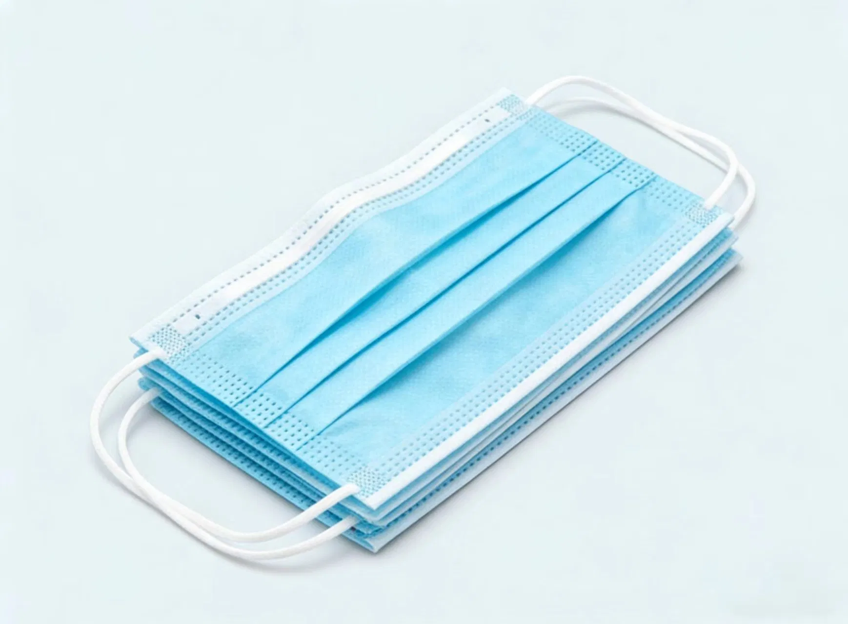 Mascarilla desechable azul en bulk 3-Ply diseño de no tejido con orejeras para uso diario