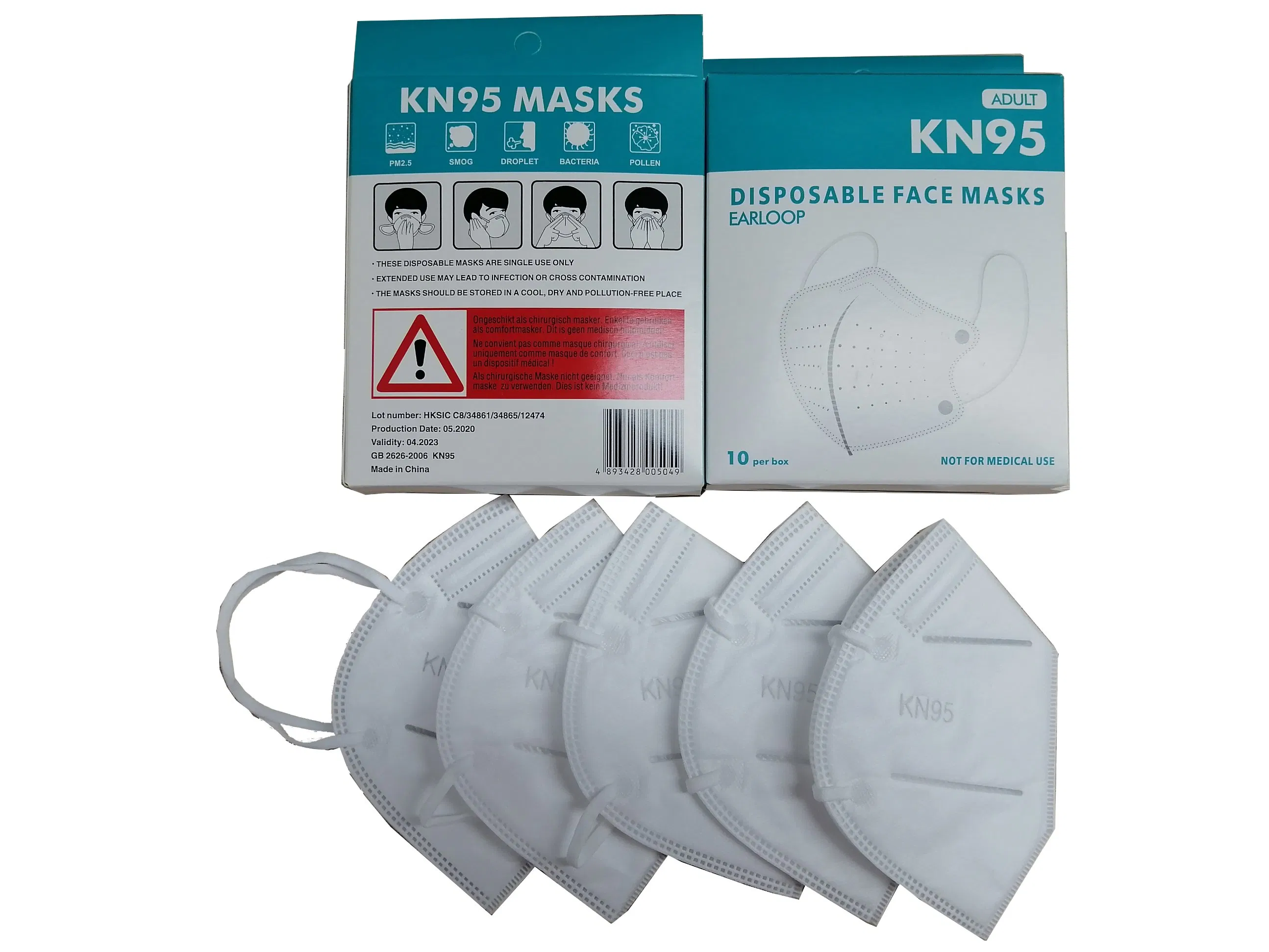 Mascarilla de Protección Desechable 5 Capas a Prueba de Polvo KN95 Mascarilla Media Plegable