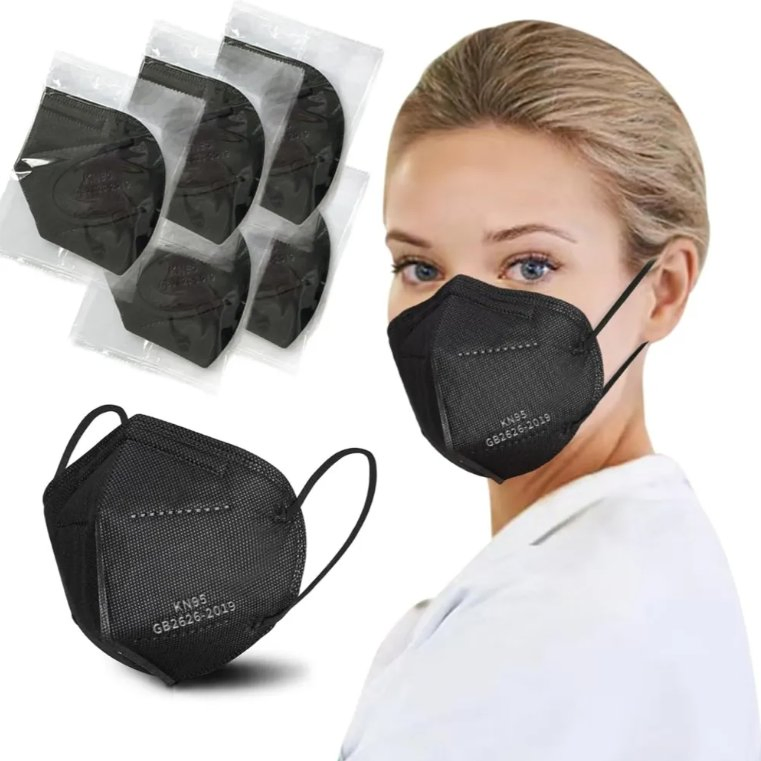 Mascarilla desechable negra al por mayor 5 capas respirador para protección personal