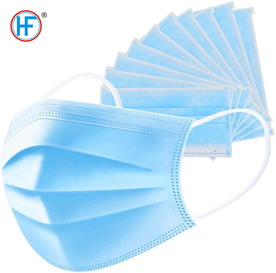 Mascarillas desechables de triple capa aprobadas por CE con lazo para las orejas y sujeción con clip nasal