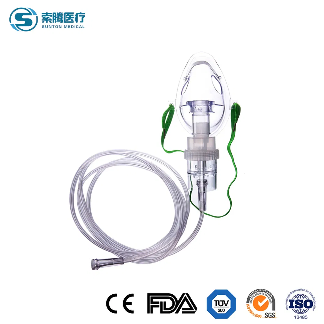 Mascarilla facial desechable de PVC Venturi para oxígeno nebulizador para adultos, pediátricos e infantes con cinta elástica, clip nasal ajustable, kit con tubería CE/ISO