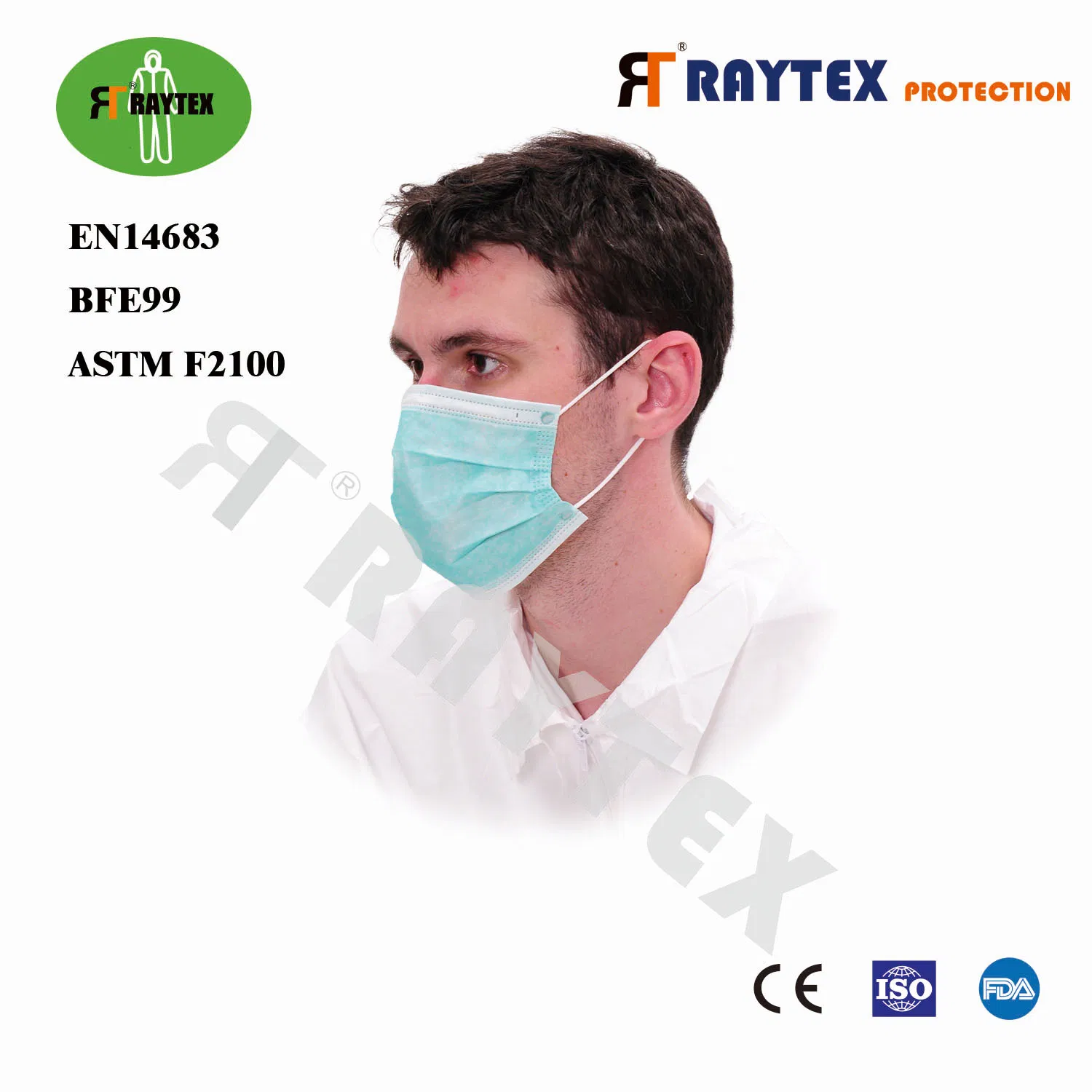 Protección Personal En14683 Bfe99 Mascarilla Facial de PP de 3 Capas con Gomas para las Orejas 3