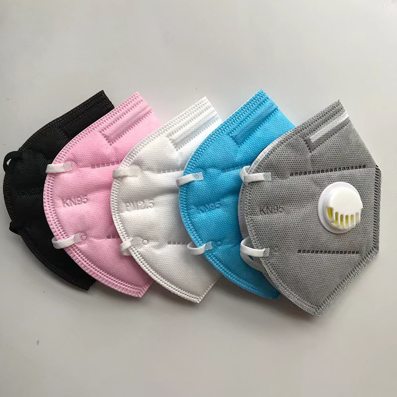 Mascarillas desechables blancas para adultos con válvulas y lazo para las orejas KN95