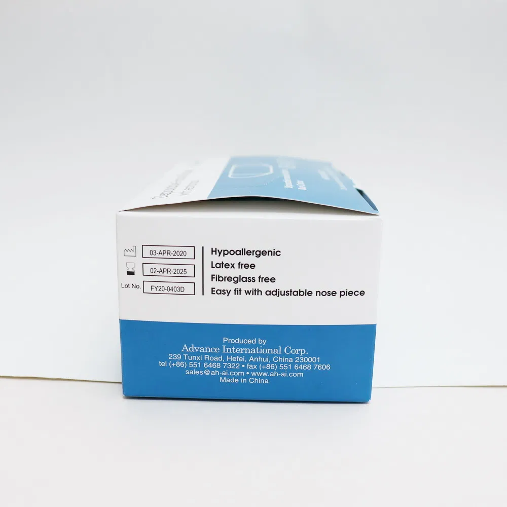Mascarilla desechable cómoda azul con orejeras paquete a granel uso diario 3ply