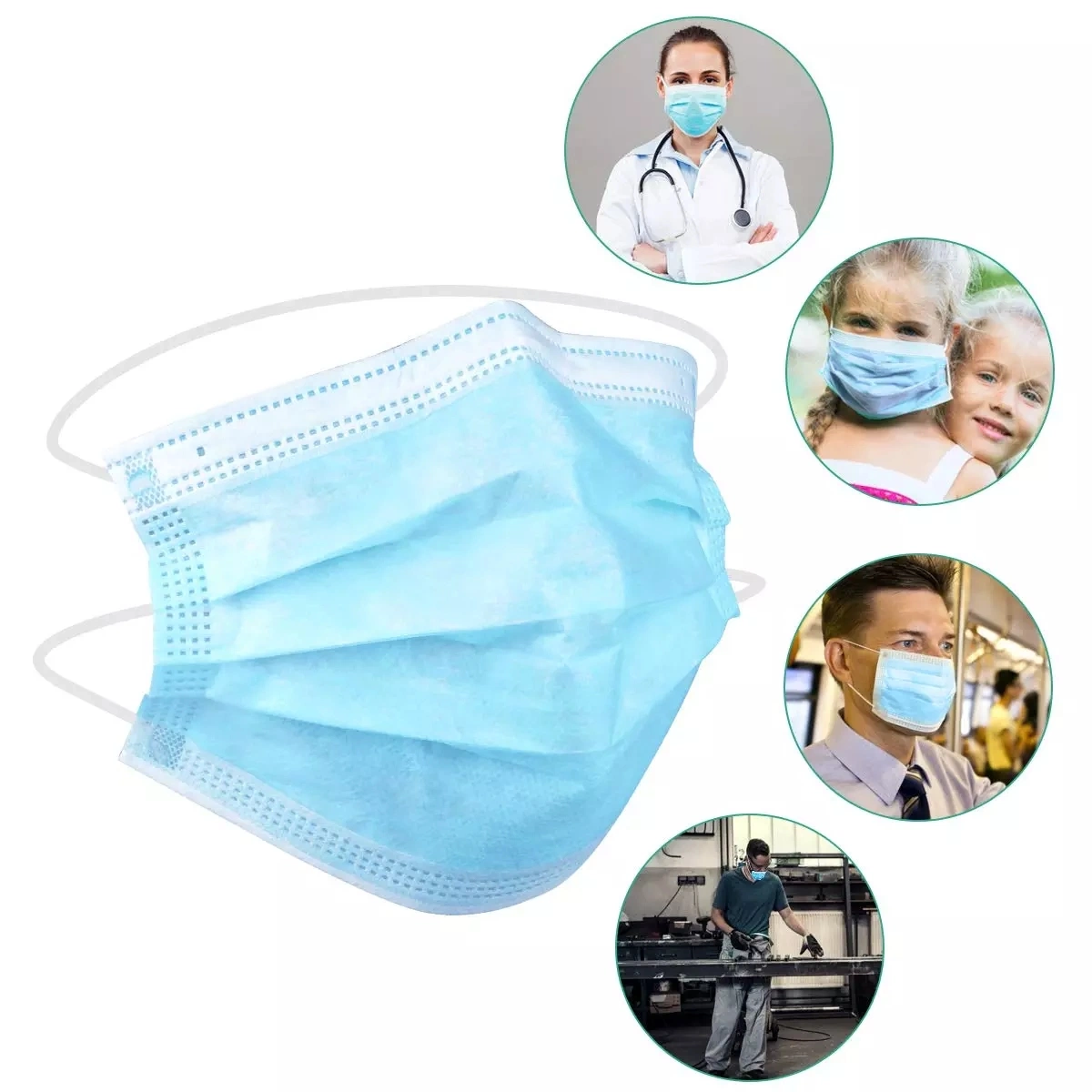 Mascarilla respiratoria facial plegable de seguridad de fábrica 3ply, mascarilla desechable