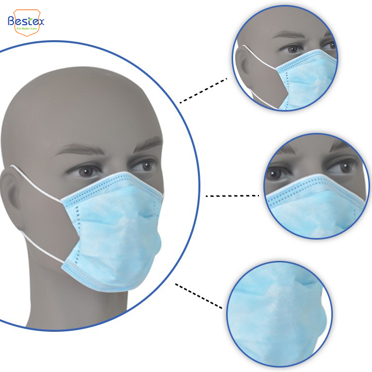 Mascarilla desechable médica no tejida de protección colorida a bajo precio contra el polvo