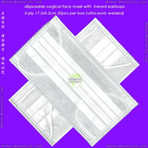 Mascarilla desechable de papel/laboratorio/seguridad 3-Ply no tejida de PP con lazo elástico/atado 3ply protectora