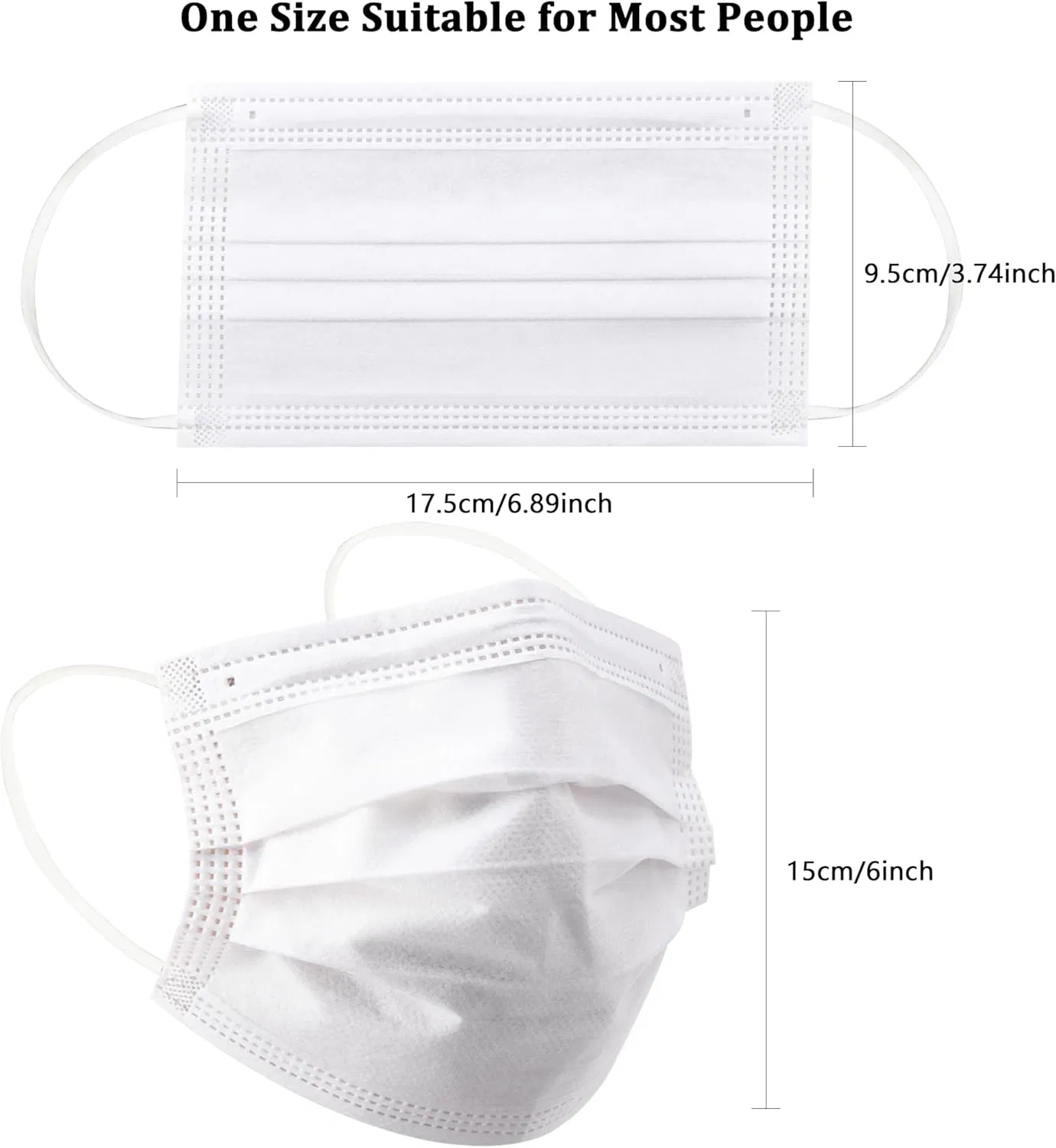 Mascarillas desechables blancas al por mayor 4-Ply, mascarillas no tejidas transpirables para adultos, mascarillas protectoras con lazo para uso personal y médico
