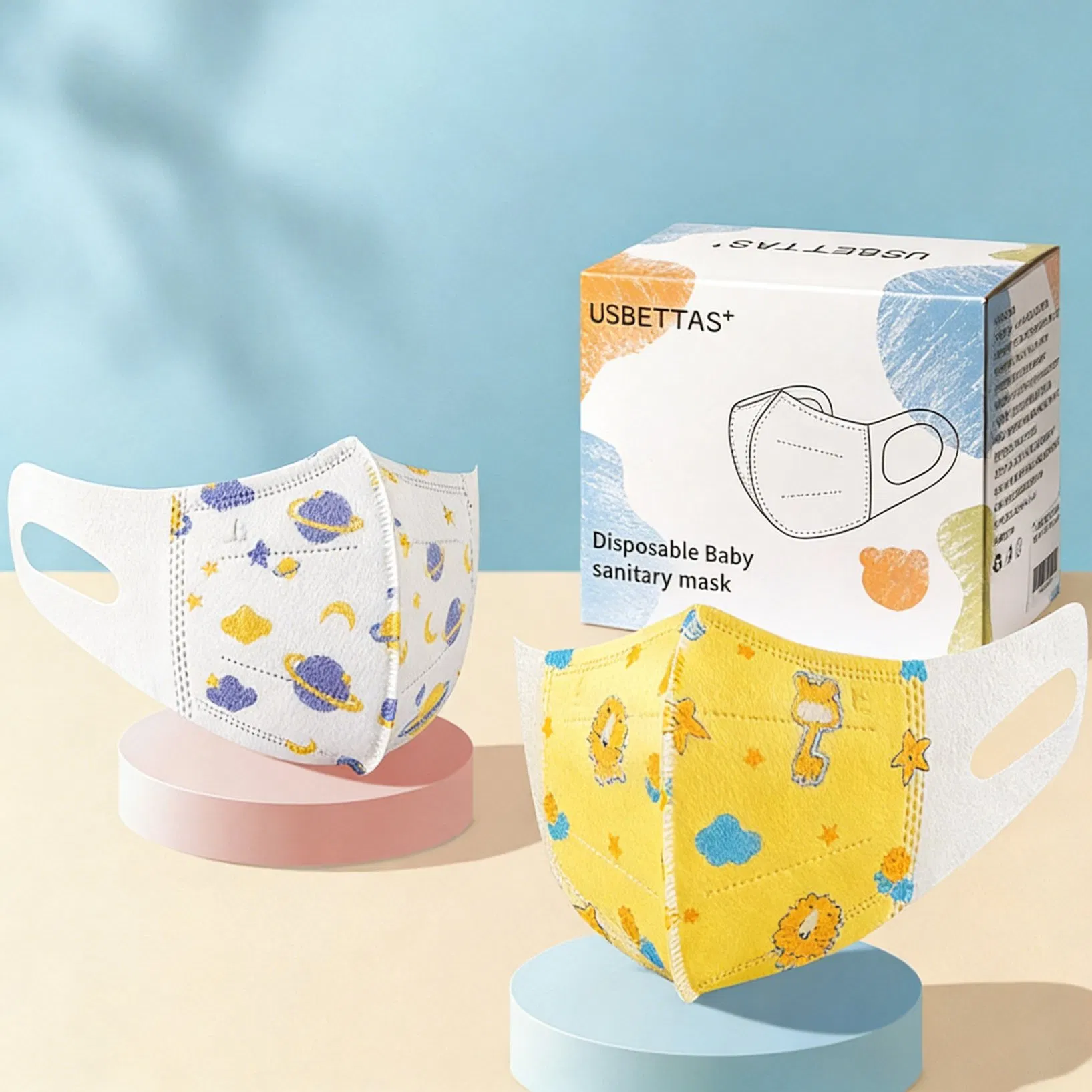 Mascarillas quirúrgicas desechables 3D para niños, empaquetadas individualmente, uso escolar, amigables para bebés e infantes